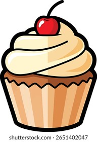 Delicioso Cupcake Delight com cereja, Padaria, Sobremesa, Arte Alimentar, Doce Tratado, Design Colorido