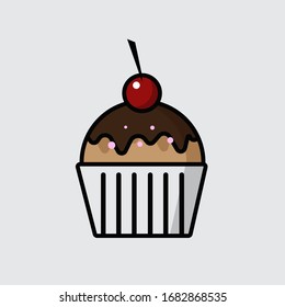 Delicious cupcake dessert icon vector