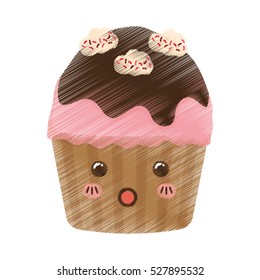 Delicious cupcake dessert icon vector illustration graphic design