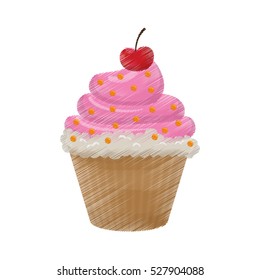 Delicious cupcake dessert icon vector illustration graphic design