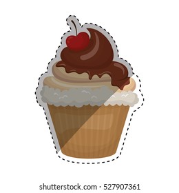 Delicious cupcake dessert icon vector illustration graphic design