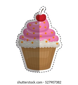 Delicious cupcake dessert icon vector illustration graphic design