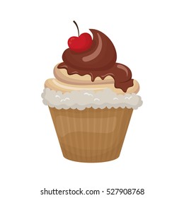 Delicious Cupcake Dessert Icon Vector Illustration Graphic Design