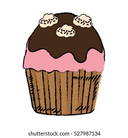Delicious cupcake dessert icon vector illustration graphic design