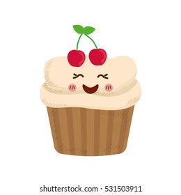 Delicious cupcake dessert icon vector illustration graphic design