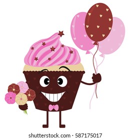 Delicious cupcake dessert icon vector illustration graphic design