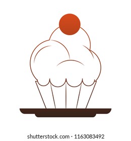 Delicious cupcake dessert red lines