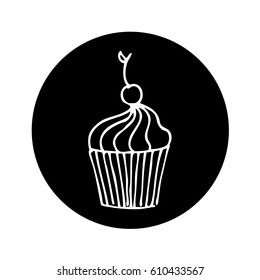 delicious cupcake drawing icon vector illustration design