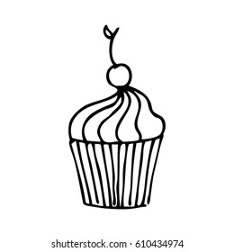 delicious cupcake drawing icon vector illustration design