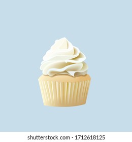 Delicious Cupcake. Food design. birthday dessert with white butter cream isolated on white. cookies, bakery, sweet. For web, instagram, blogs, icons labels