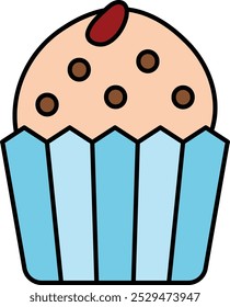 Delicious Cupcake Icon Representing Sweetness, Celebration, and Fun, Perfect for Highlighting Desserts, Parties, and Festive Occasions with a Colorful and Playful Design.