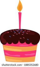 Delicious cupcake , illustration, vector on white background