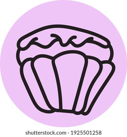 Delicious cupcake, illustration, vector on white background.
