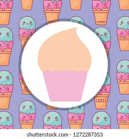 delicious cupcake isolated icon