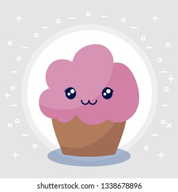delicious cupcake kawaii character