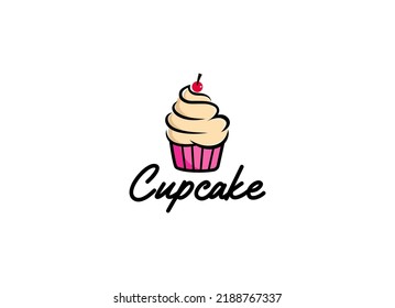 Delicious Cupcake Logo Vector Template. Cupcake Shop Logo. 