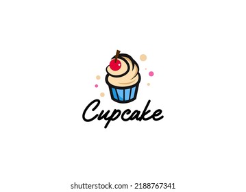 Delicious cupcake logo vector Template. Cupcake shop logo. 