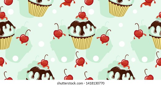 delicious cupcake seamless pattern for personal project, decoration, background and many more