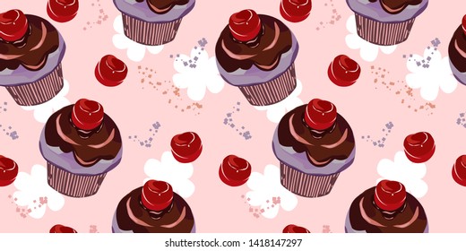 delicious cupcake seamless pattern for personal project, decoration, background and many more