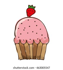 delicious cupcake silhouette icon vector illustration design