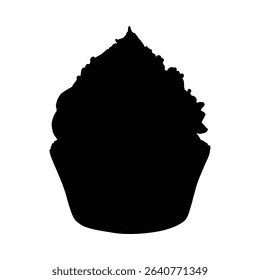 Delicious cupcake silhouette with pink and blue sprinkles isolated on white background