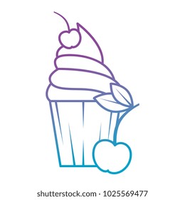 delicious cupcake sticker with cherries