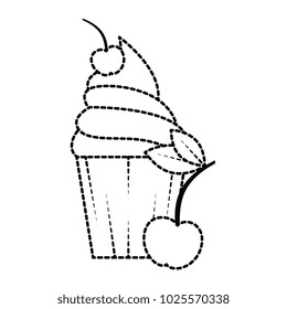 delicious cupcake sticker with cherries
