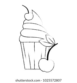 delicious cupcake sticker with cherries