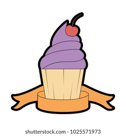 delicious cupcake sticker icon