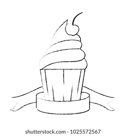 delicious cupcake sticker icon