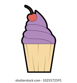 delicious cupcake sticker icon