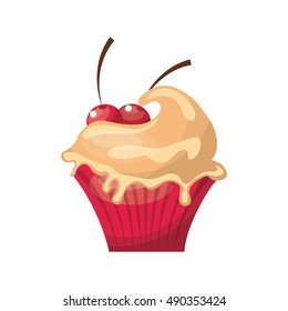 delicious cupcake sweet icon vector illustration design