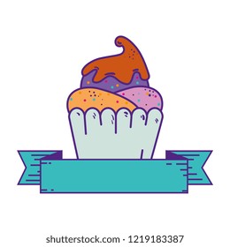 delicious cupcake sweet with ribbon