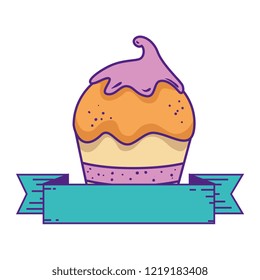 delicious cupcake sweet with ribbon