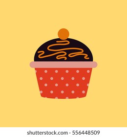 delicious cupcake, Vector illustration in flat style  