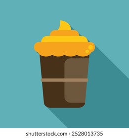 Delicioso cupcake con glaseado amarillo y fondo de chocolate, tentador para cualquier ocasión