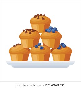 deliciosa arte vetorial variedade cupcakes isolado no fundo branco