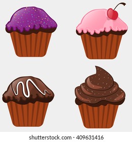 delicious cupcakes, cartoon