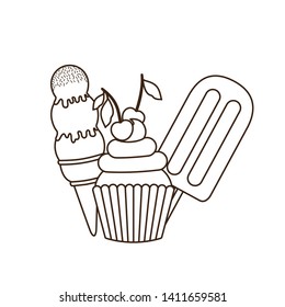 delicious cupcakes and ice cream for summer