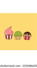 Delicious cupcakes and muffin sprinkles vector set isolated on background