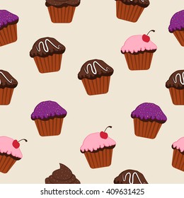 delicious cupcakes pattern, cartoon