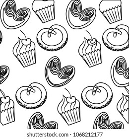 delicious cupcakes pretzels sweet pastry pattern