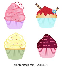 Delicious cupcakes set