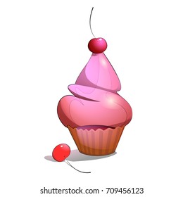 Delicious cupcakes and vector sprinkles muffin isolated on white background.