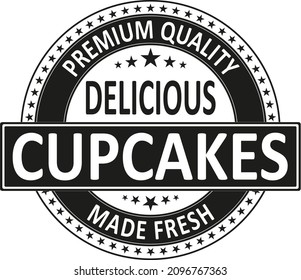 Delicious cupcakes Vintage Retro Label logo design vector