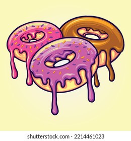 Delicious cute ring donut illustration vector illustrations for your work logo, merchandise t-shirt, stickers and label designs, poster, greeting cards advertising business company or brands