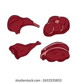 Delicious Cuts of Lamb  A Culinary Illustration of Lamb Chops, Leg, and Loin