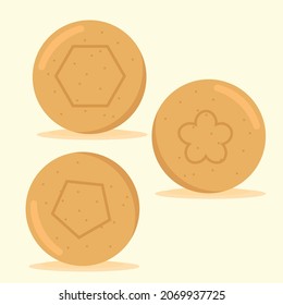 Delicious Dalgona or Bbopki Traditional South Korean Sweet Candy Vector Illustration Ideas
