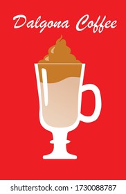 Delicious Dalgona Coffee Vector Illustration. Iced Coffee - EPS 10 Vector