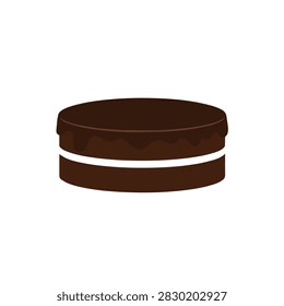 Delicious Dark Chocolate Layer Cake with Dripping Glaze and Vanilla Cream Filling Illustration